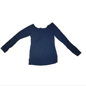 She + Sky Black Off the Shoulder Long Sleeved Shirt/Top Blouse Layering Minimal